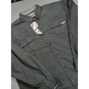 NWT FLY Racing Pit Crew Mechanic Button Up Shirt Long Sleeve Black Men's XL